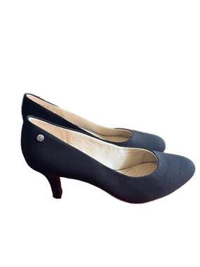 LifeStride Women's Parigi Black Fabric Mid-Heel Pump